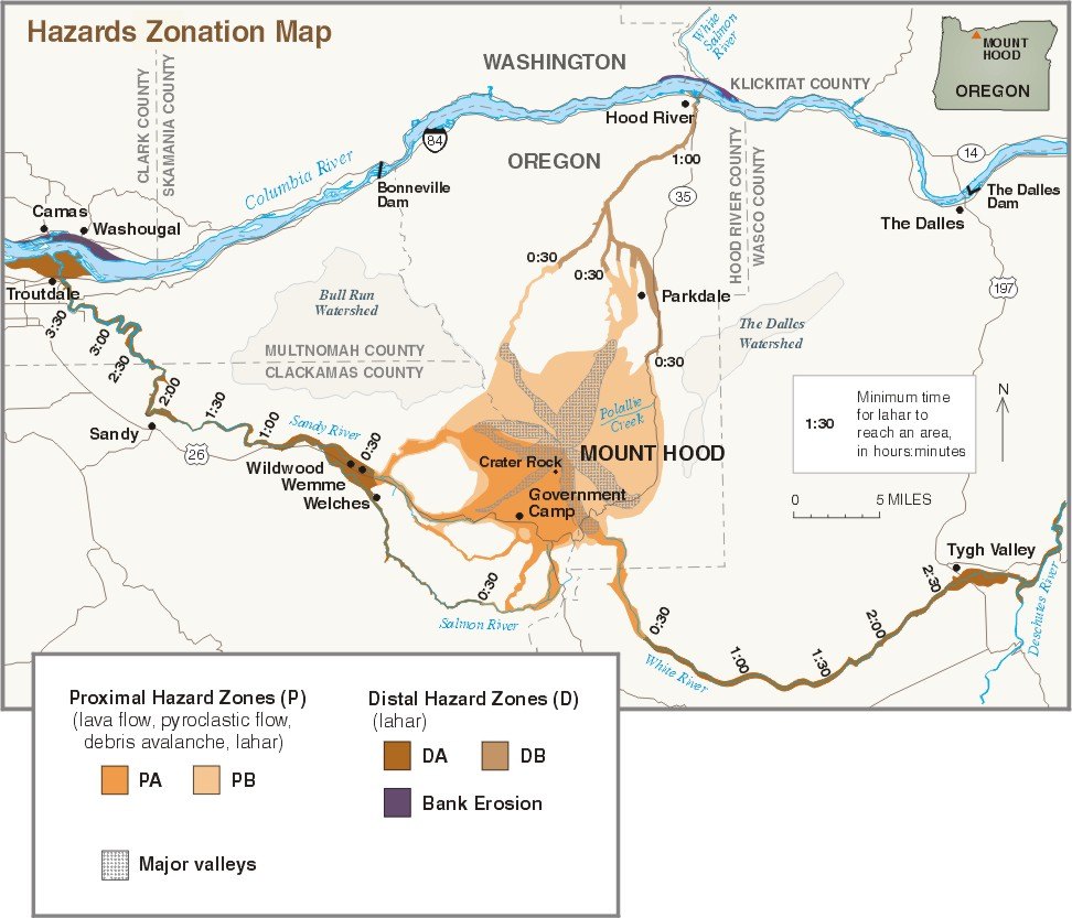 Mount Hood hazards map