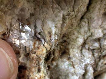 close up of the pegmatite in vein at 1