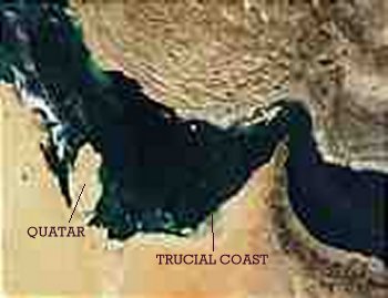 satellite image of Quatar and the Trucial coast