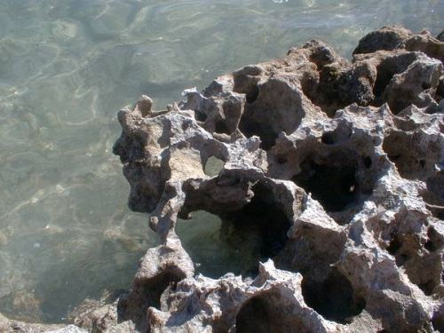 overhanging edge of rock surface